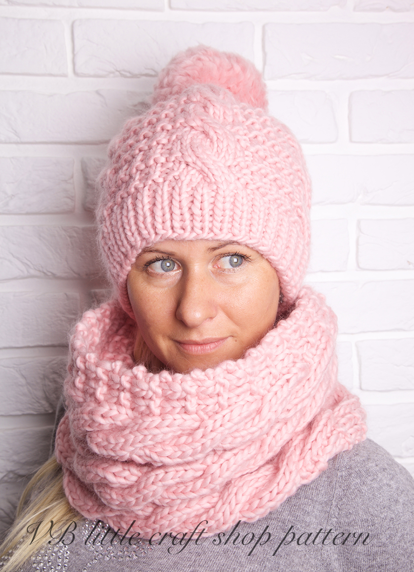 Aran Hat And Cowl Knitting Pattern. on Luulla